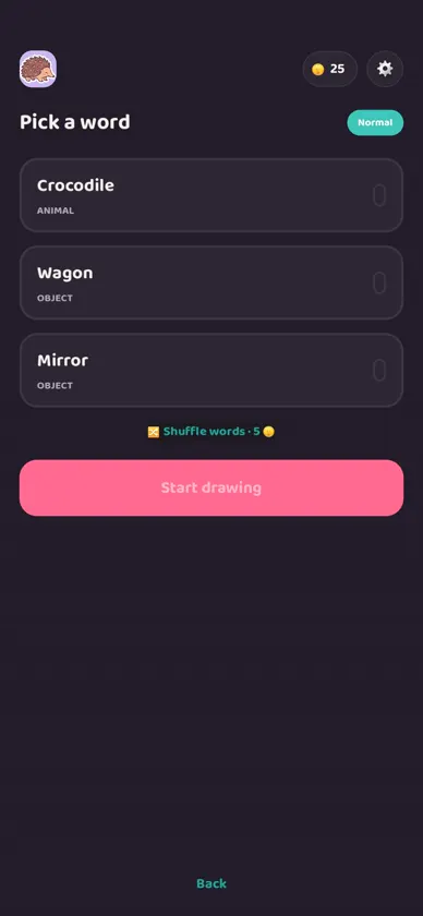 Picking a word to draw