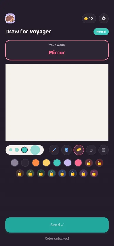 Drawing canvas with brush tools and colors